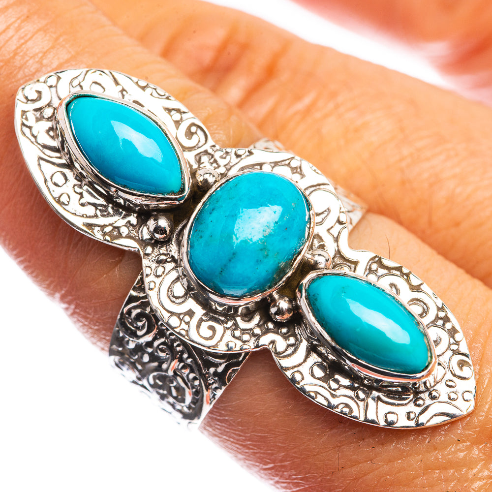 Large Sleeping Beauty Turquoise 925 Sterling Silver Ring Size 7.75