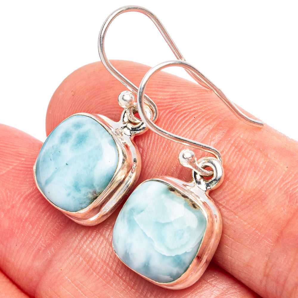 Larimar 925 Sterling Silver Earrings 1 1/8" (925 Sterling Silver) E1954