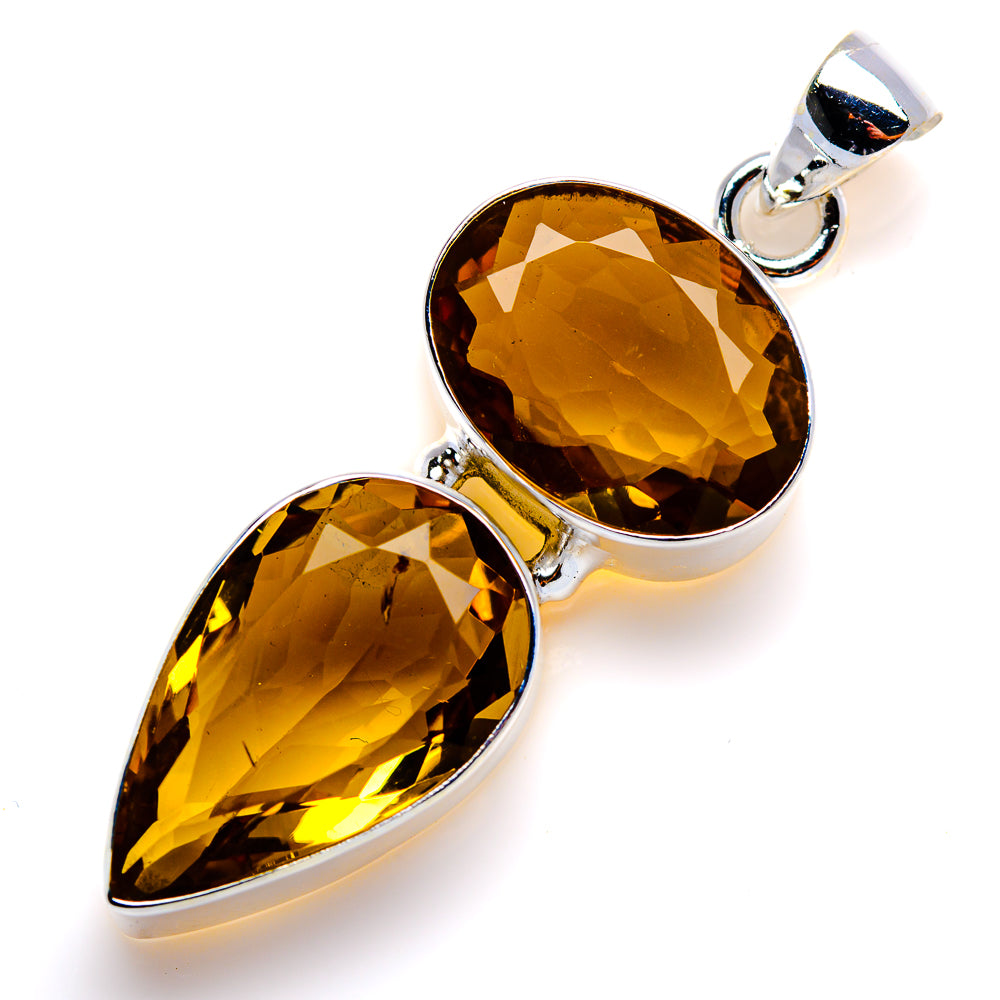 Faceted Citrine Pendant 2" (925 Sterling Silver) PD38015