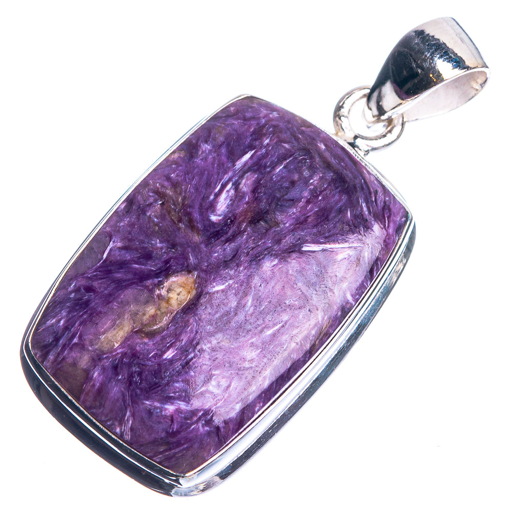 Charoite 925 Sterling Silver Pendant 1 1/2"