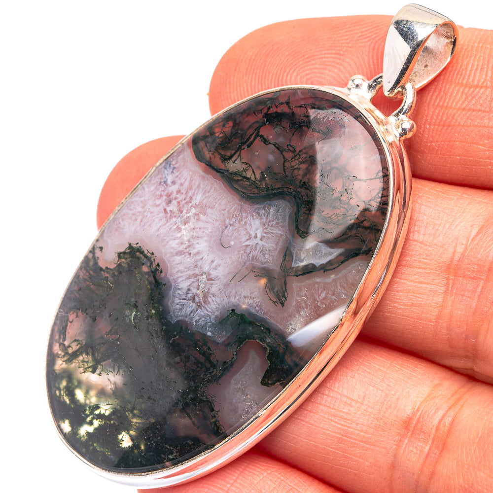 Green Moss Agate 925 Sterling Silver Pendant 2 1/8" (925 Sterling Silver) PD38605
