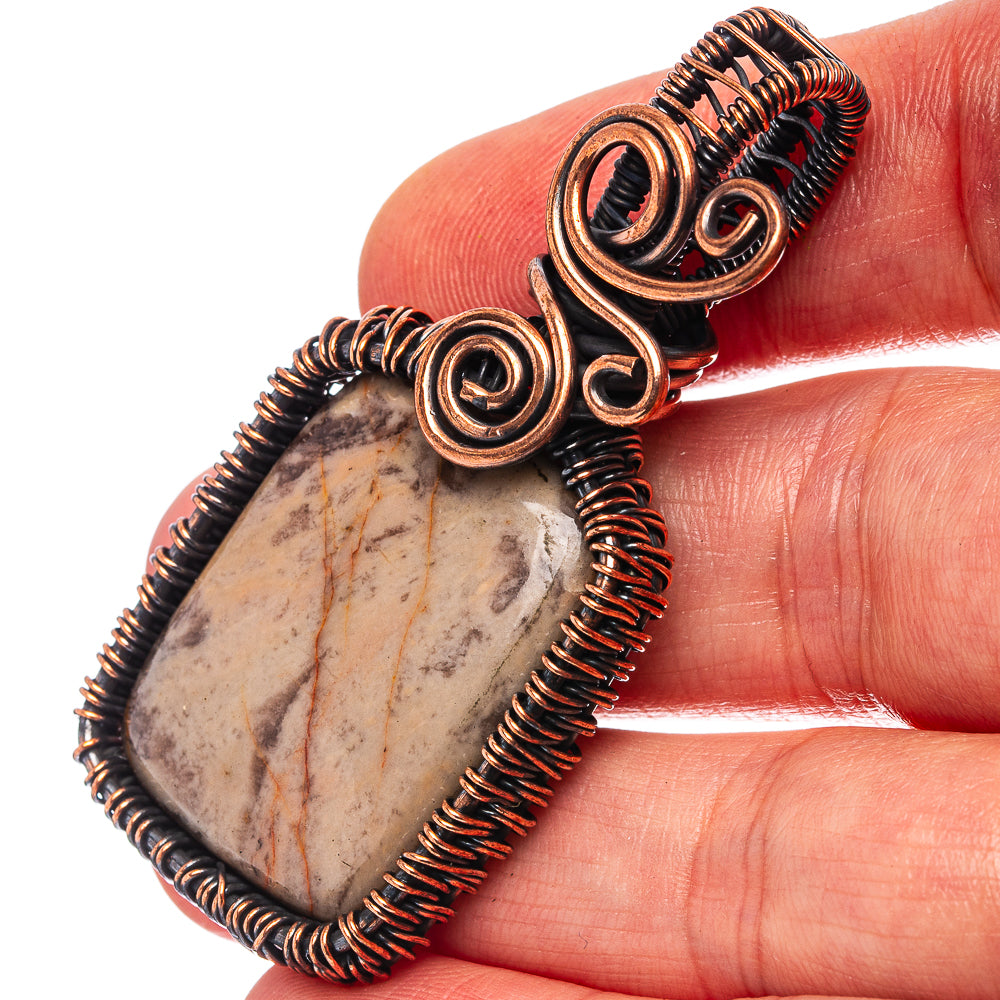Petrified Palm Root Wire Wrap Pendant 2 1/8" (Oxidized Copper)