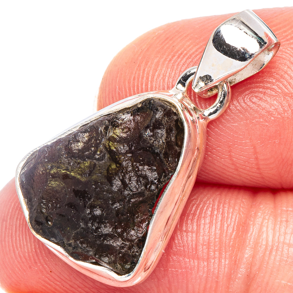 Rare Moldavite Pendant 1 1/8" (925 Sterling Silver) P44268