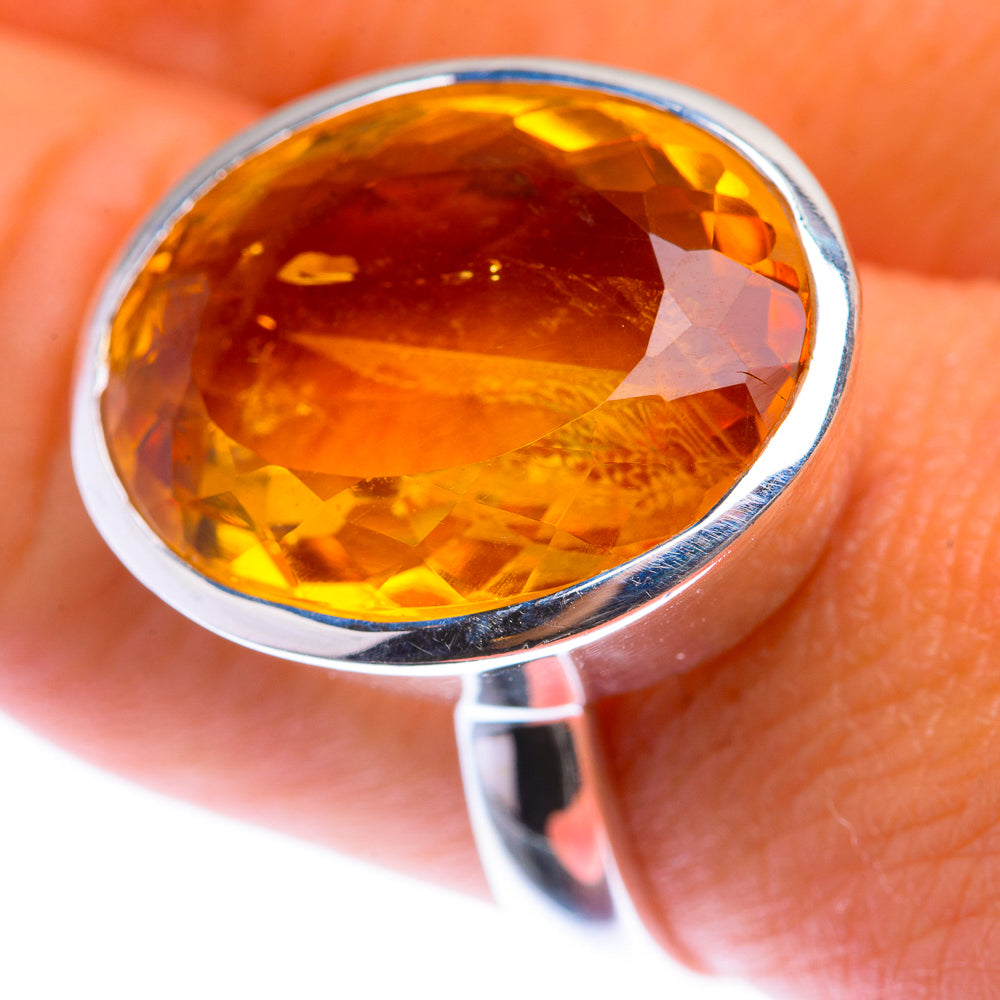 Large Faceted Citrine Ring Size 9 (925 Sterling Silver) RING140062