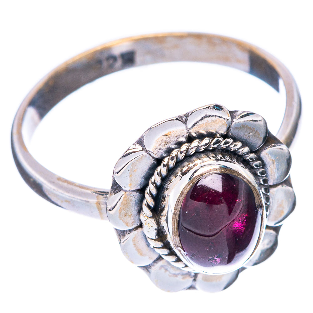 Garnet Dainty Ring Size 7.75 (925 Sterling Silver) R5730