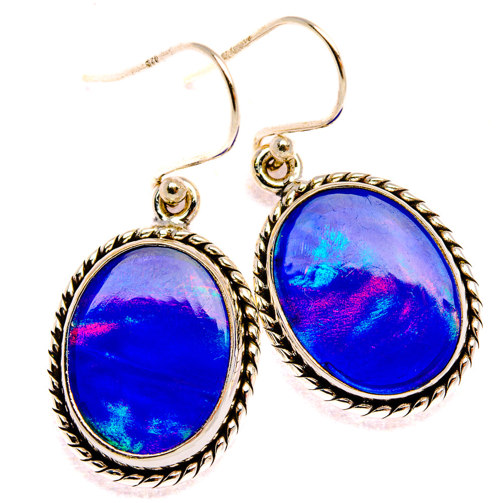 Aura Opal Earrings 1 3/8" (925 Sterling Silver) EARR432011