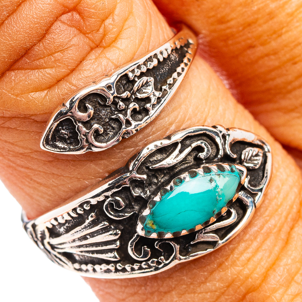 Native Style Mohave Turquoise Ring Size 9 Adjustable (.925 Sterling Silver)