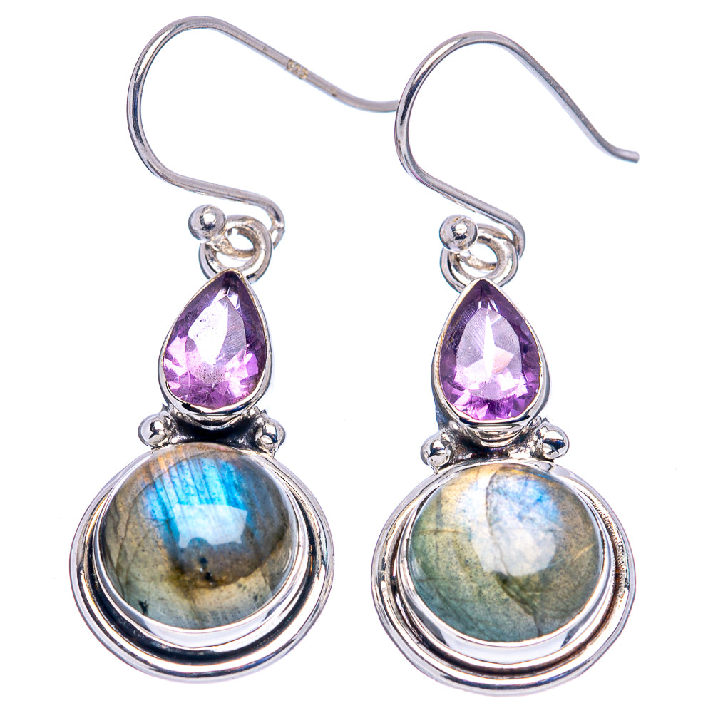 Labradorite Earrings 1 1/2" (.925 Sterling Silver)