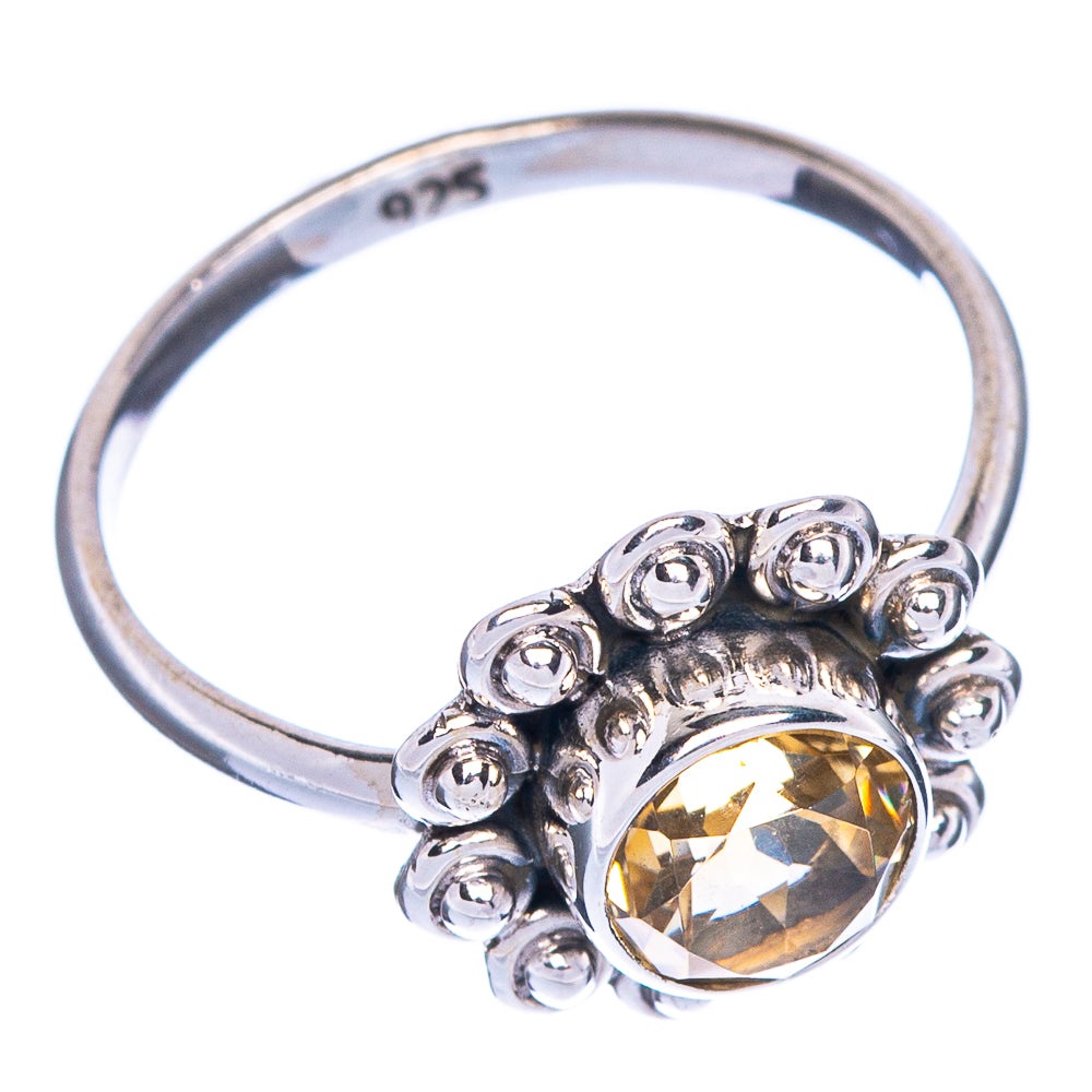 Faceted Citrine Flower Dainty Ring Size 4.75 (925 Sterling Silver) R147134