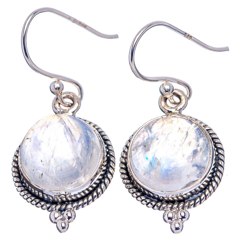 Rainbow Moonstone Earrings 1 3/8" (.925 Sterling Silver)