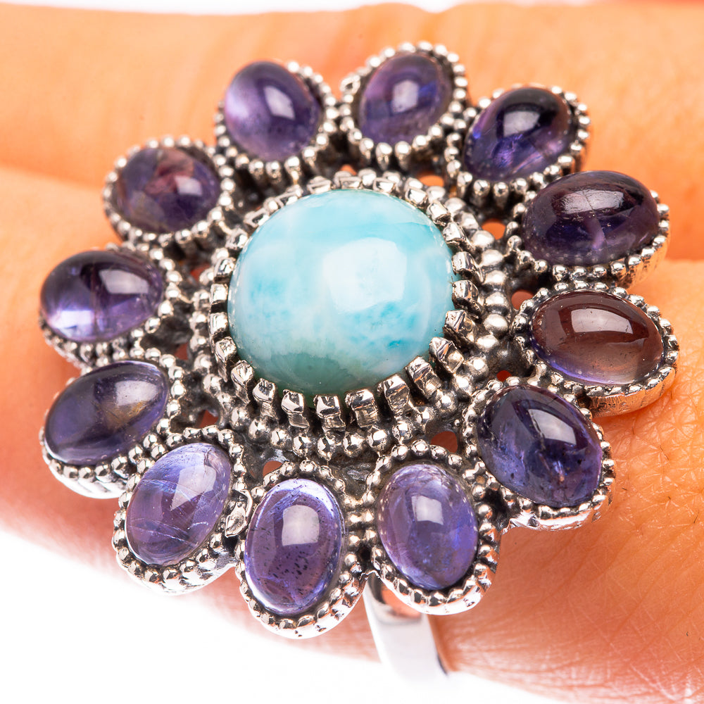 Large Larimar, Tanzanite Ring Size 9 (925 Sterling Silver) R141464