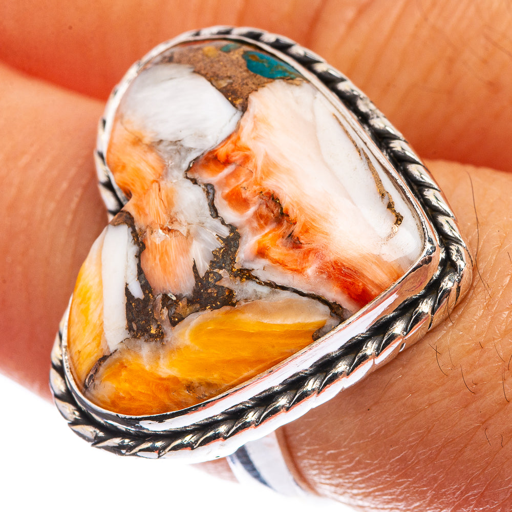Large Spiny Oyster Turquoise 925 Sterling Silver Ring Size 7