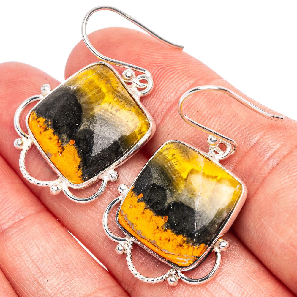 Bumble Bee Jasper Earrings 1 3/8" (925 Sterling Silver) E1731