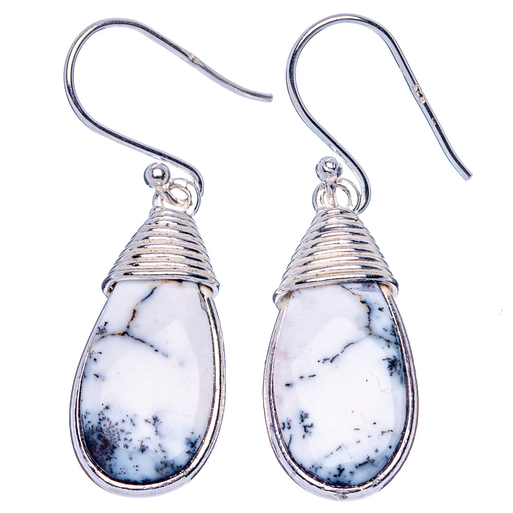 Dendritic Opal Earrings 1 1/2" (925 Sterling Silver) E1930