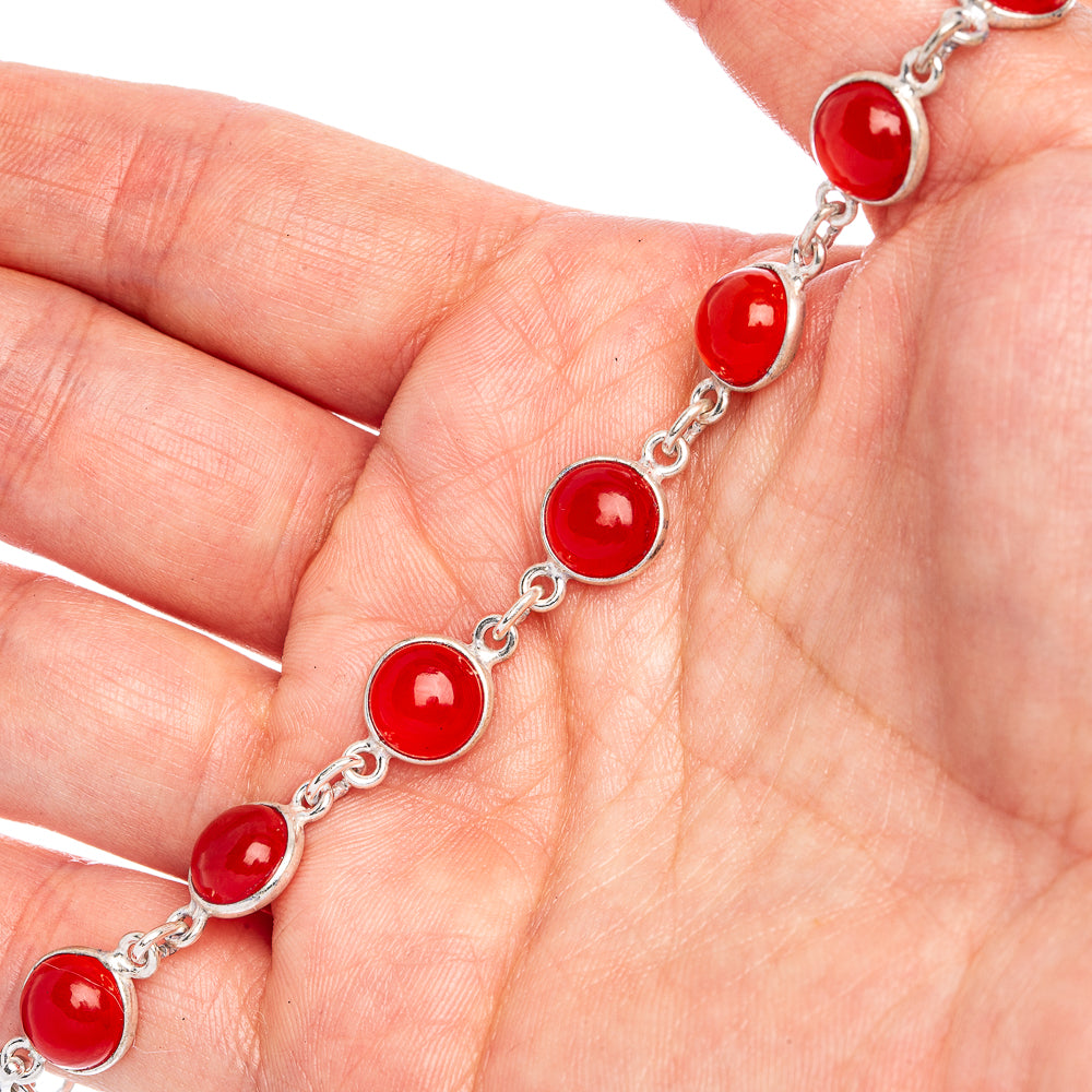 Value Carnelian Bracelets 7 1/8 To 8 1/4" (925 Sterling Silver) B90367