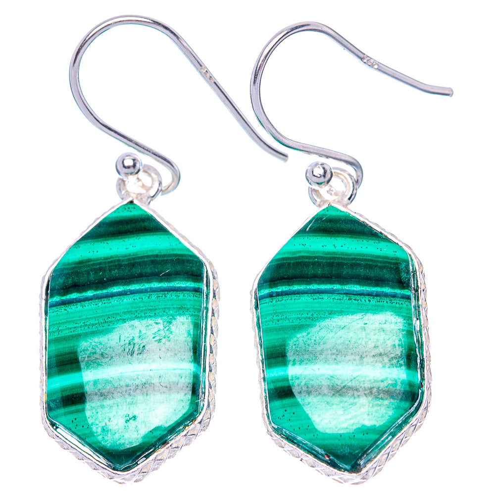Malachite Earrings 1 3/8" (925 Sterling Silver) E1462