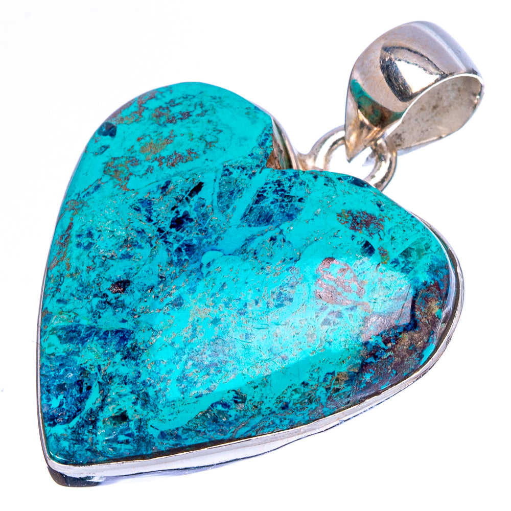 Shattuckite Heart Pendant 1 1/4" (925 Sterling Silver) P43041