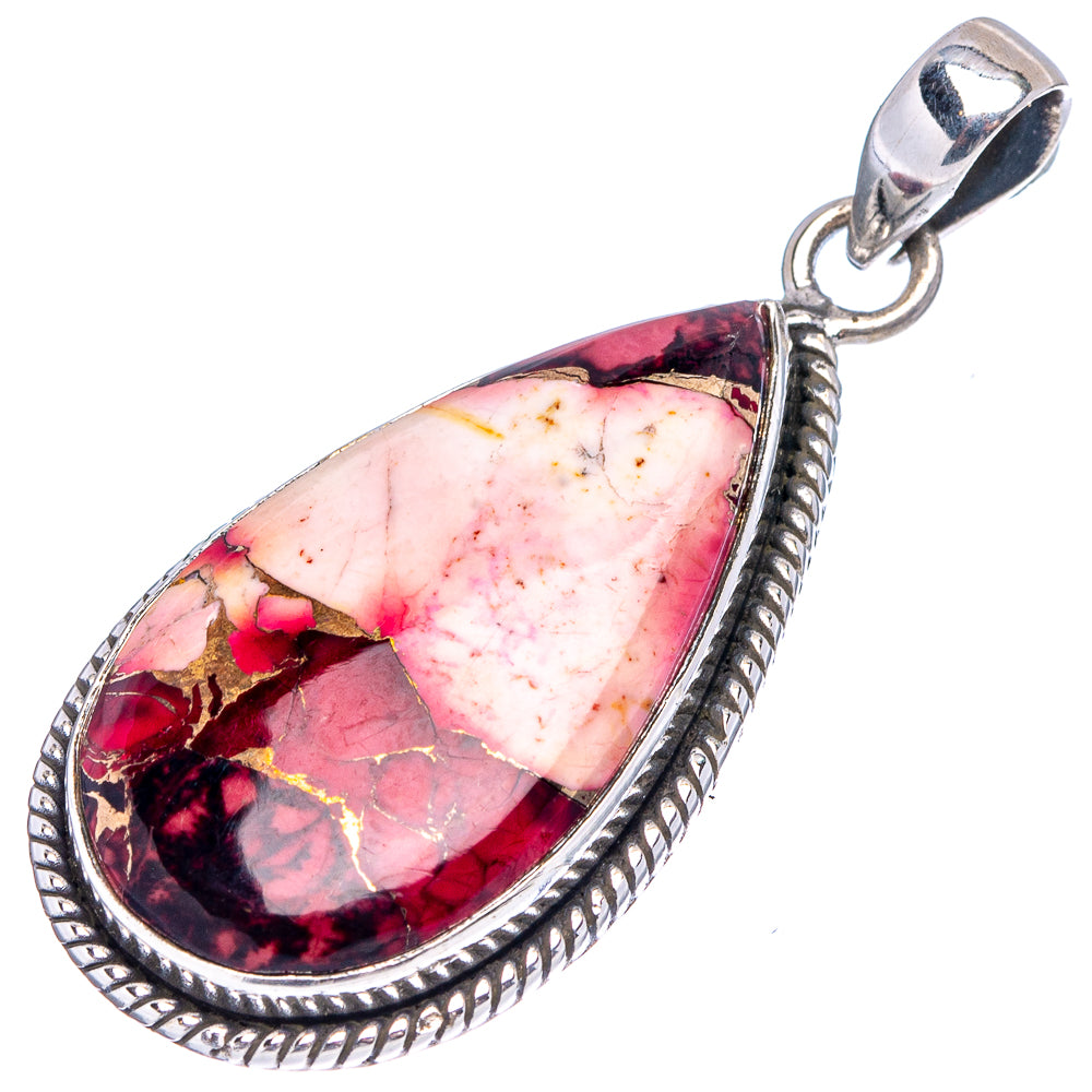 Red Dahlia Mohave Turquoise Pendant 1 3/4" (.925 Sterling Silver)