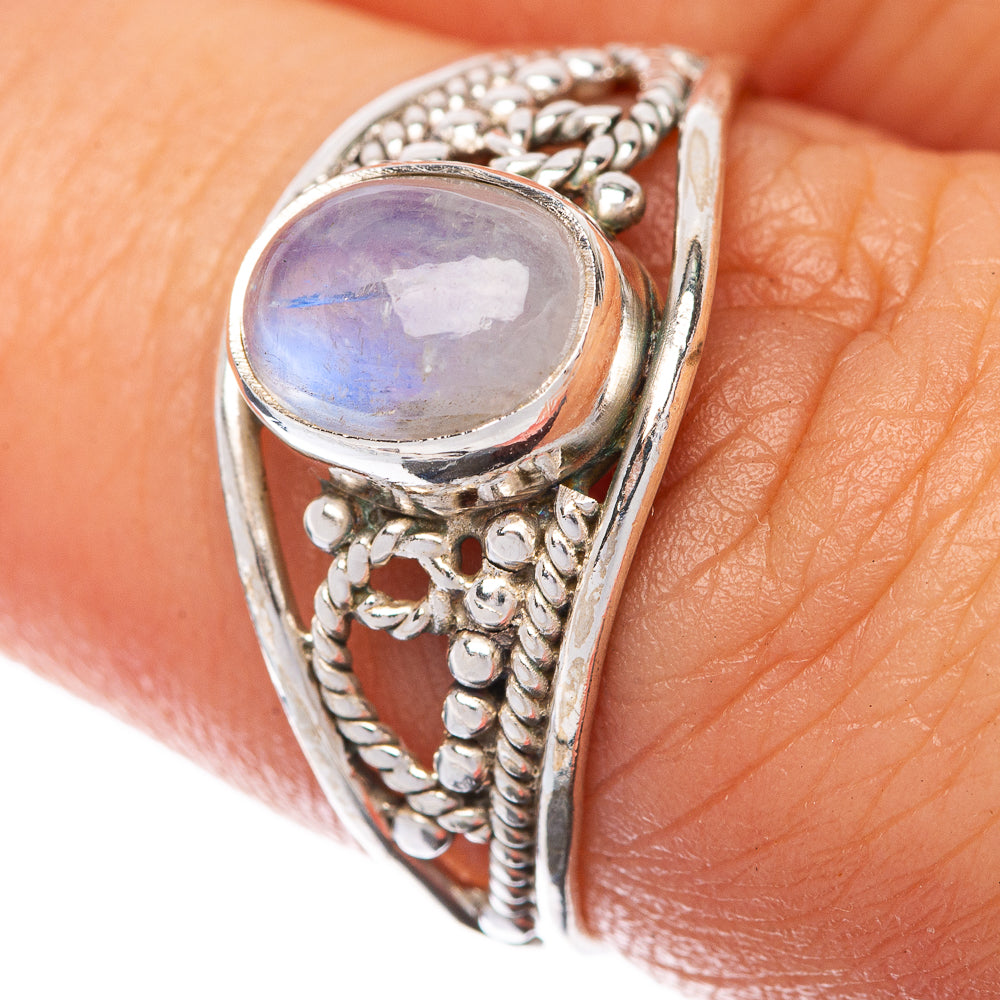 Rainbow Moonstone Dainty Ring Size 7 (925 Sterling Silver) R145282