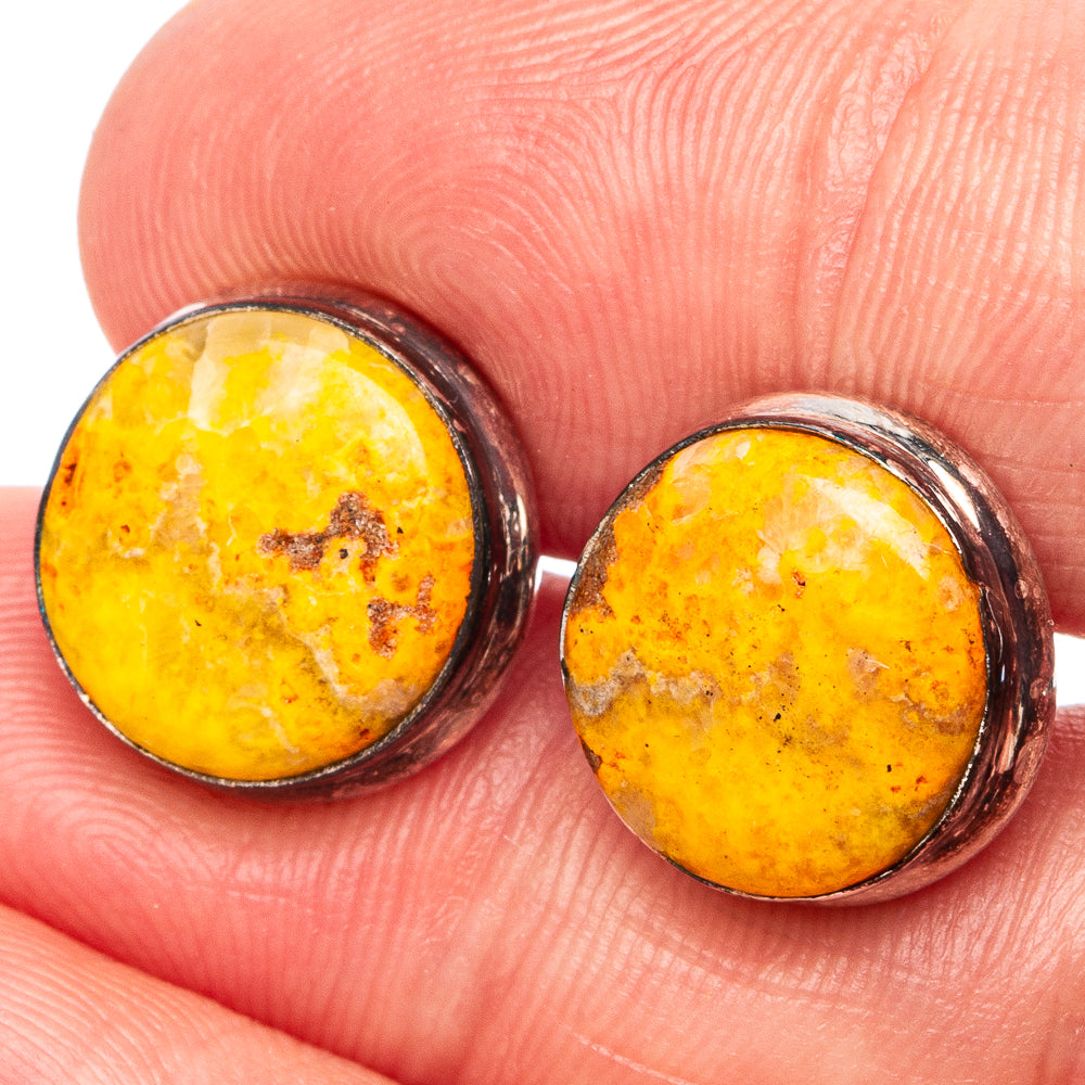 Bumblebee Jasper Earrings 1/2" (.925 Sterling Silver)