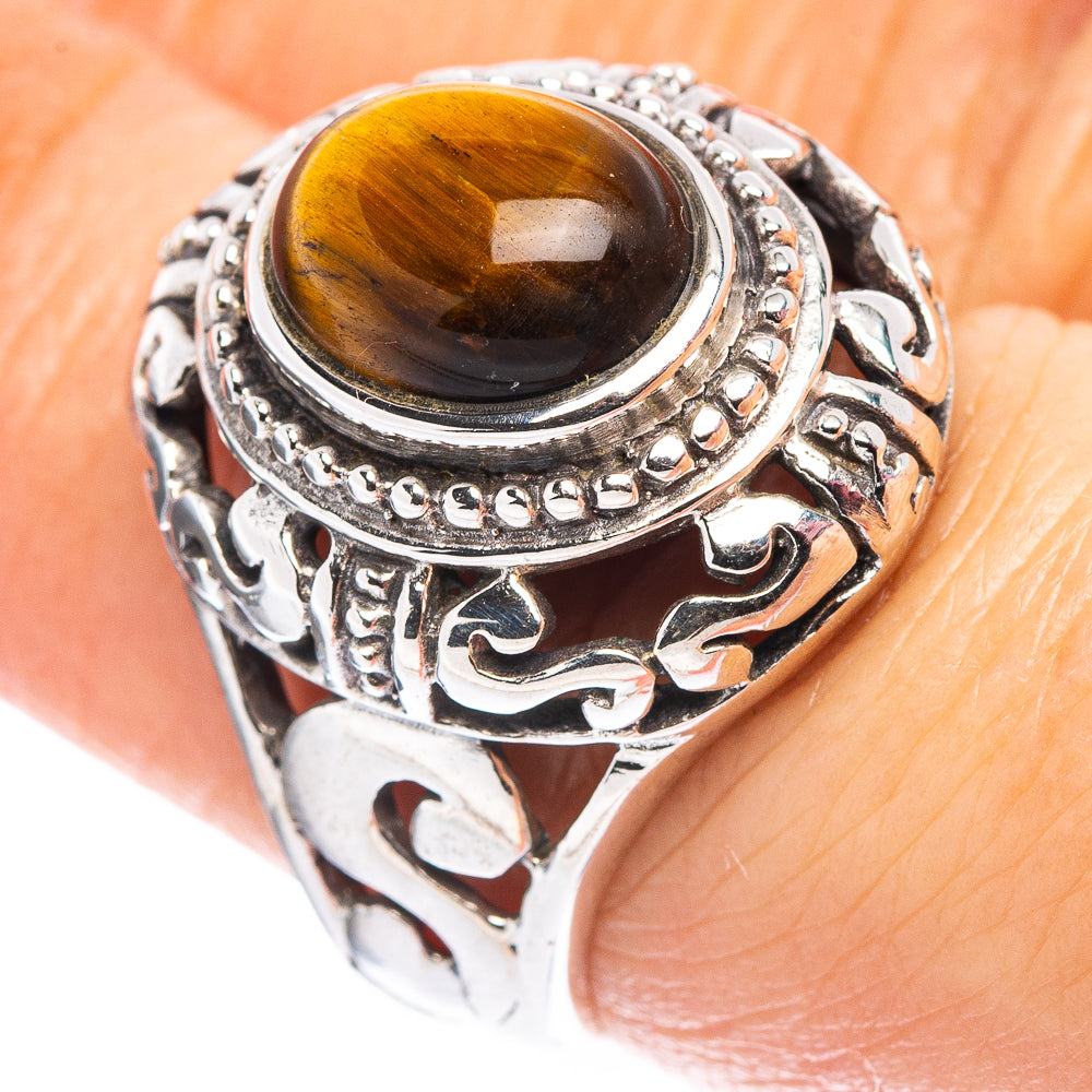 Tiger's Eye Filigree Style Ring Size 7 (.925 Sterling Silver)