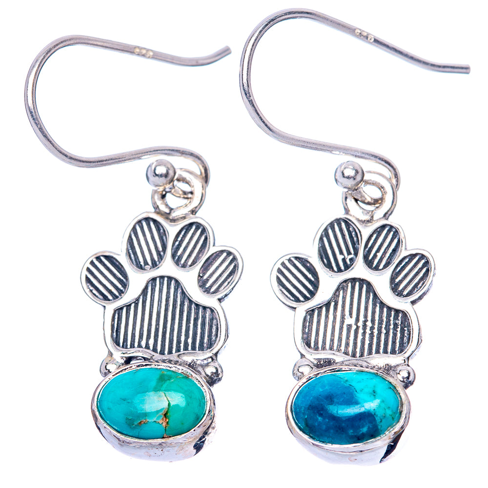 Chrysocolla Paw Earrings 1 1/4" (925 Sterling Silver) E1423