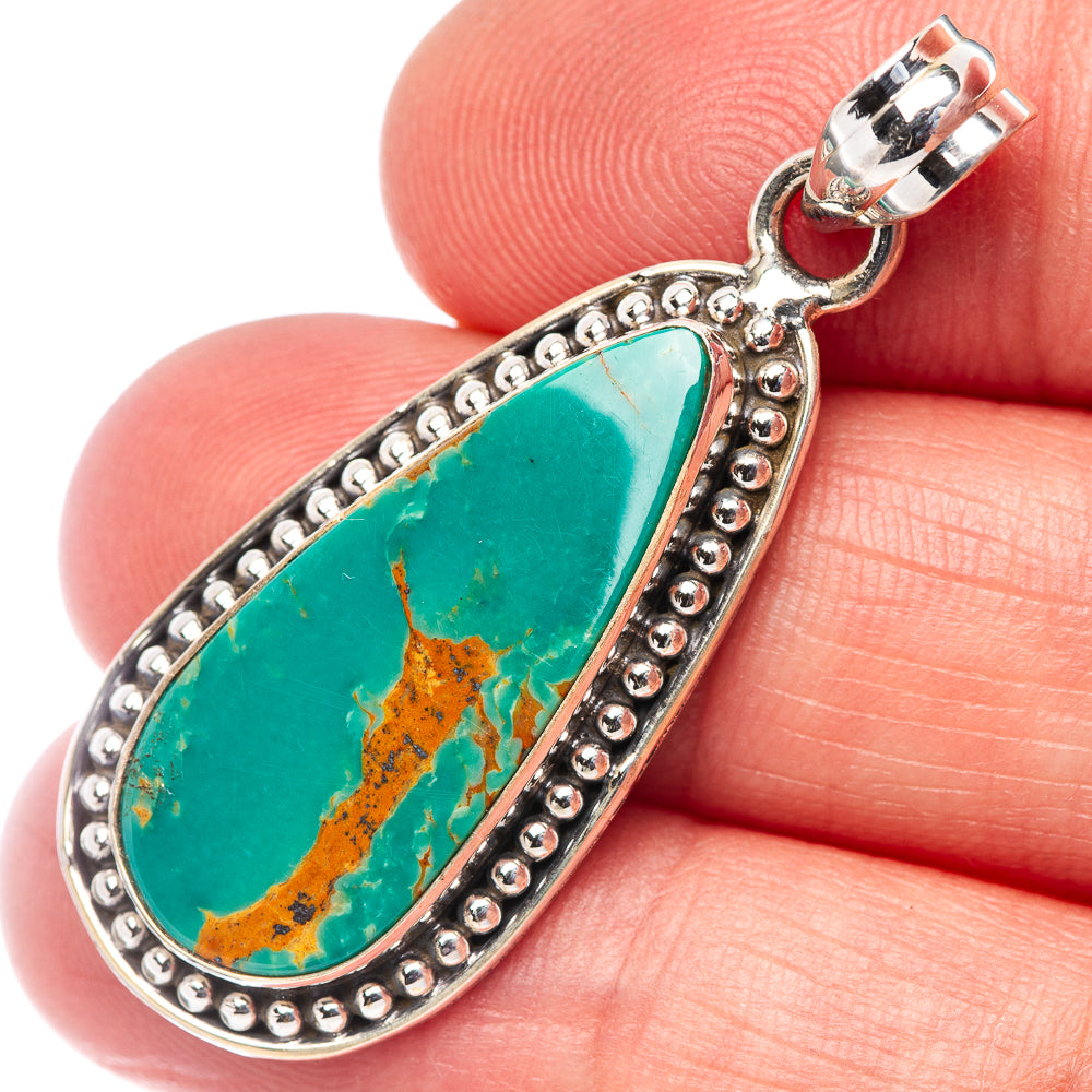 Royston Turquoise Pendant 1 5/8" (.925 Sterling Silver)