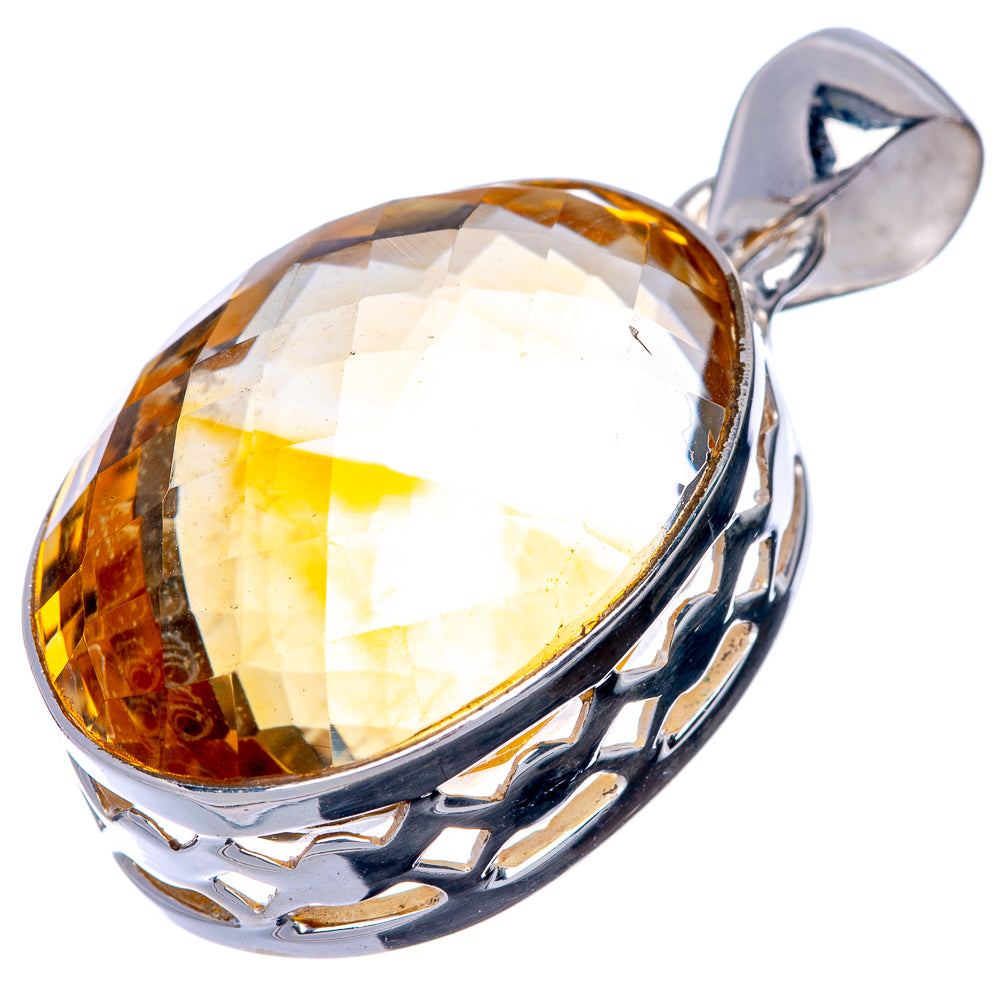 Faceted Premium Citrine Pendant 1 3/8" (925 Sterling Silver) P39877
