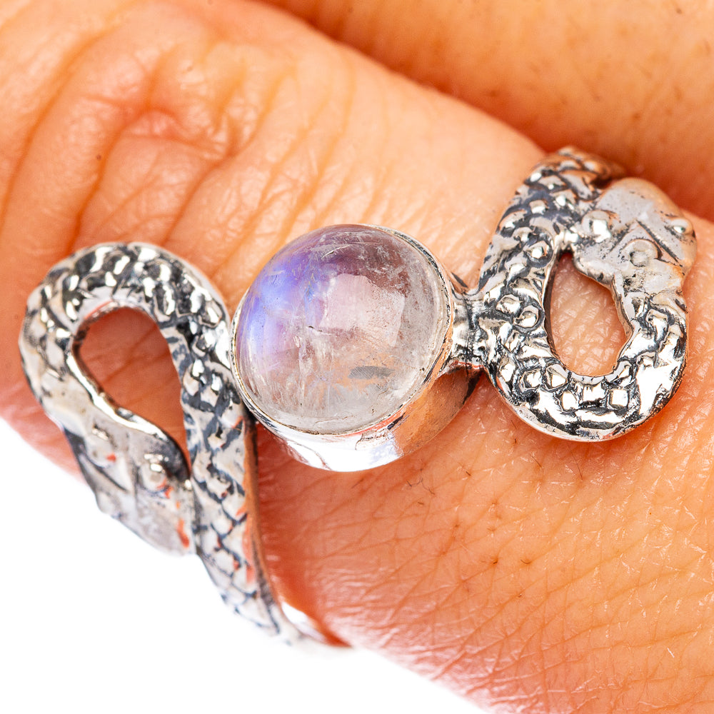 Value Rainbow Moonstone Snake Ring Size 9.75 (925 Sterling Silver) R3278
