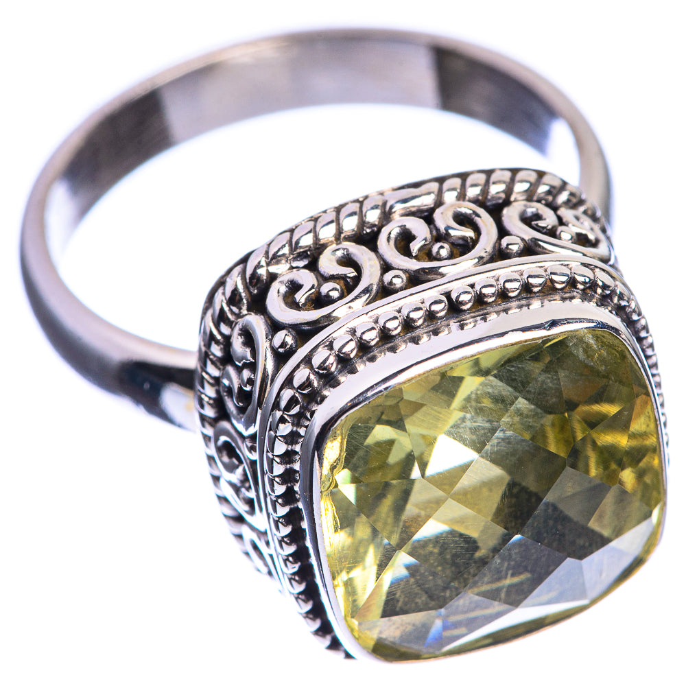 Faceted Citrine 925 Sterling Silver Ring Size 8