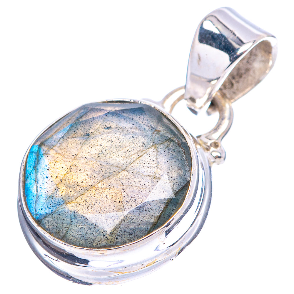 Faceted Labradorite Pendant 7/8" (.925 Sterling Silver)