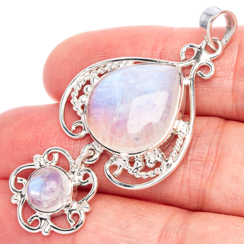Signature Rainbow Moonstone Pendant 2 1/8" (925 Sterling Silver) P41182