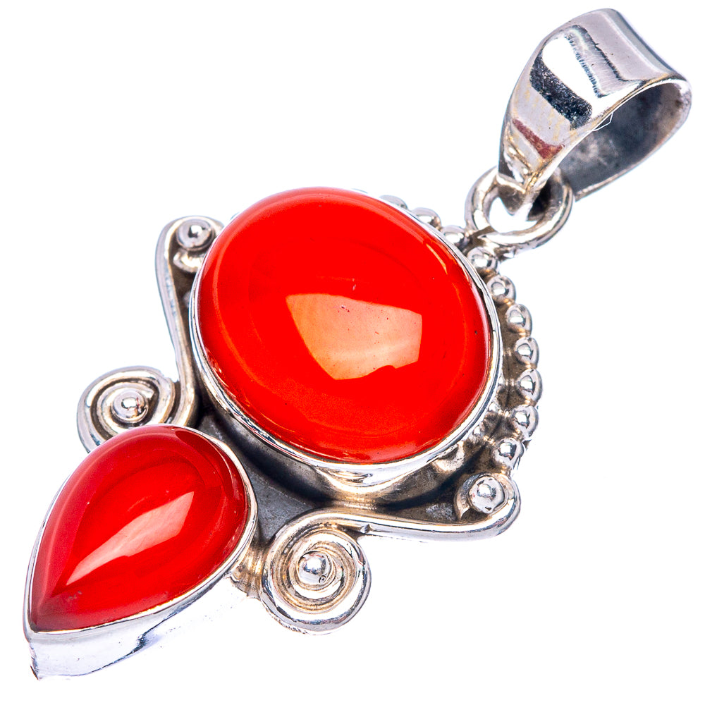 Red Onyx Dainty Pendant 1 1/4" (925 Sterling Silver) P43559