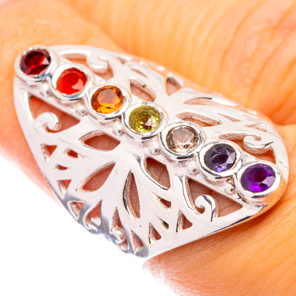 Rainbow Chakra Ring Size 5.75 (925 Sterling Silver) R141495