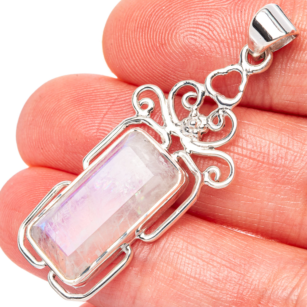 Asc Premium Rainbow Moonstone Pendant 1 3/4" (925 Sterling Silver) P42278