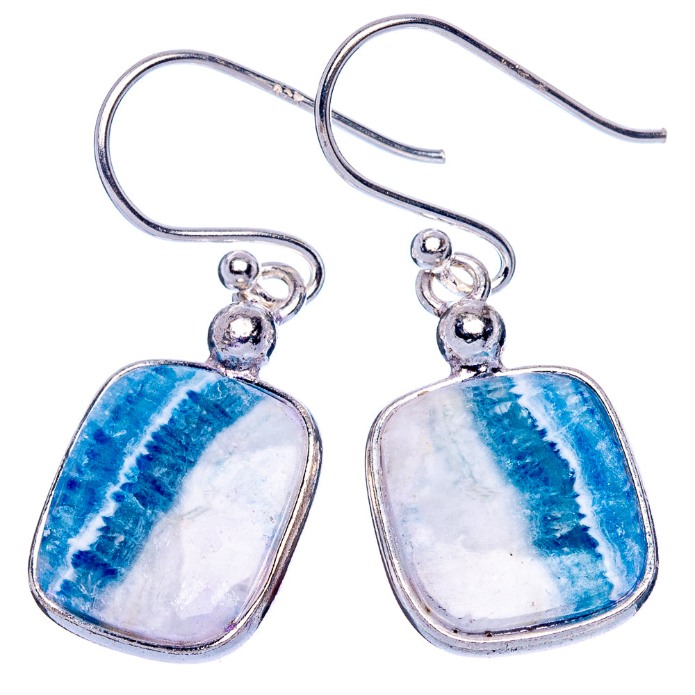 Blue Scheelite Earrings 1 1/4" (925 Sterling Silver) E1120