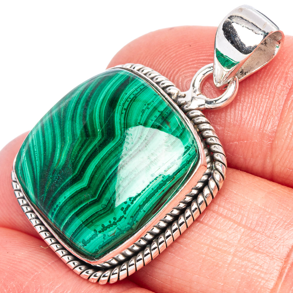 Malachite Pendant 1 1/4" (925 Sterling Silver) P42456