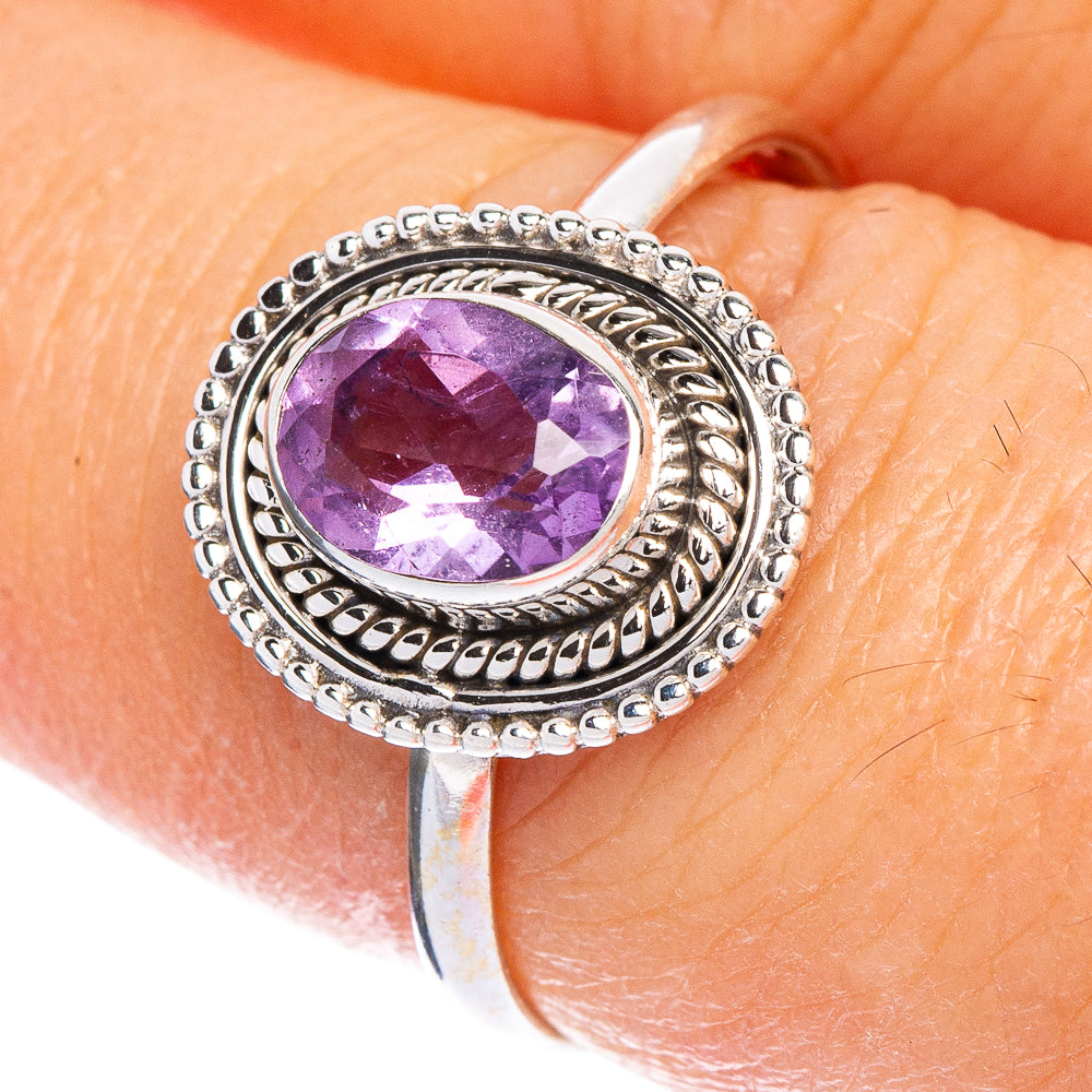 Faceted Amethyst Dainty Ring Size 8.5 (925 Sterling Silver) R147143