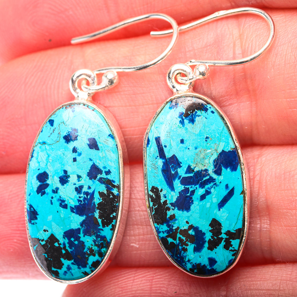 Shattuckite Earrings 1 1/2" (925 Sterling Silver) EARR432128