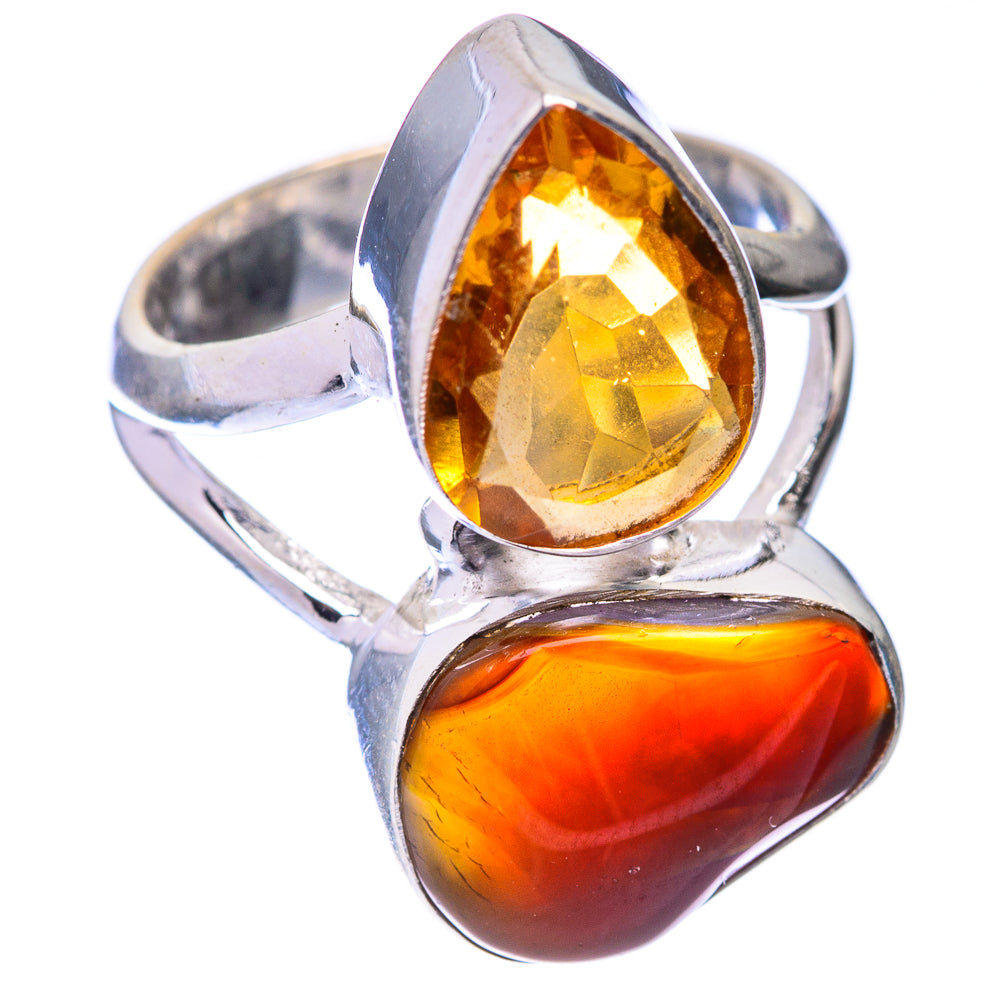 Mexican Fire Agate, Citrine Ring Size 5.75 (925 Sterling Silver) R141591