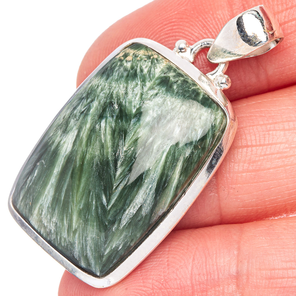 Seraphinite Pendant 1 5/8" (925 Sterling Silver) P40499