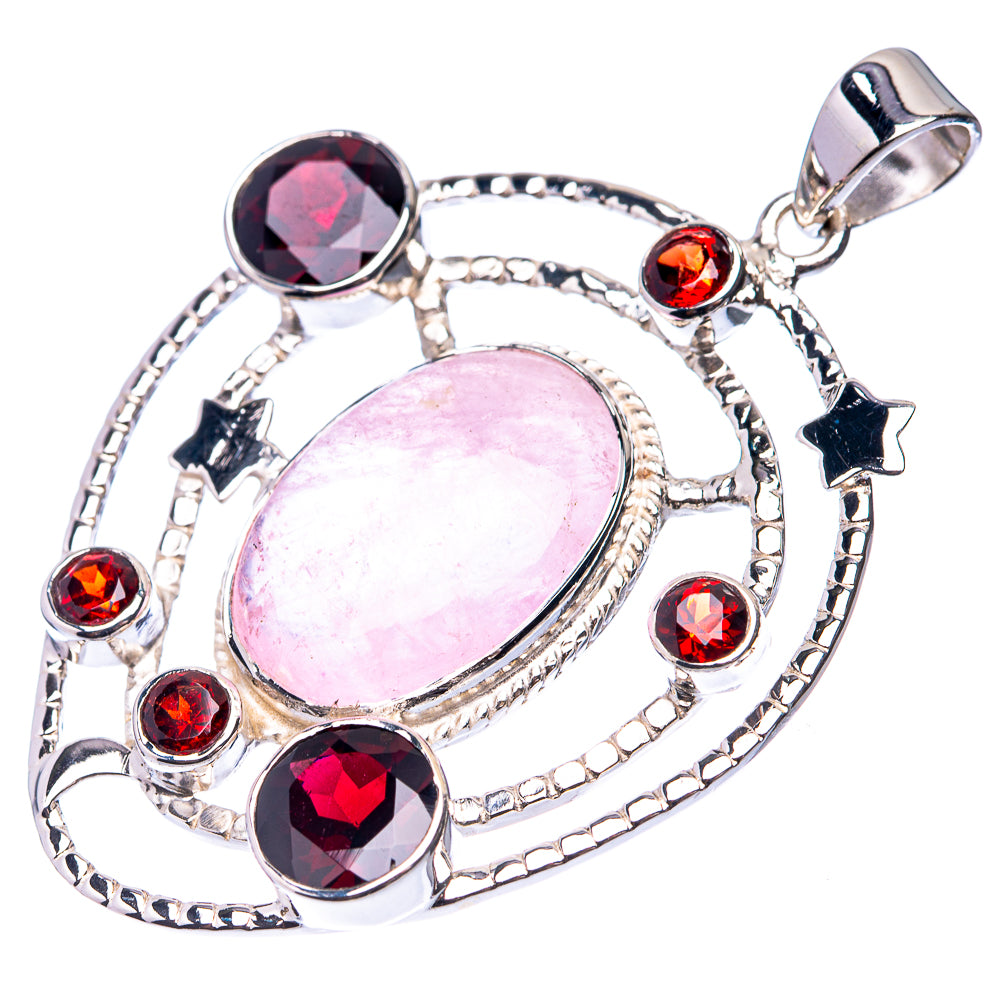 Signature Morganite, Garnet Pendant 2 1/8" (925 Sterling Silver) P38726