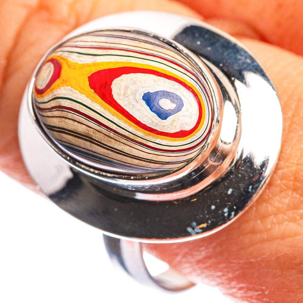 Rainbow Calsilica 925 Sterling Silver Ring Size 10.75