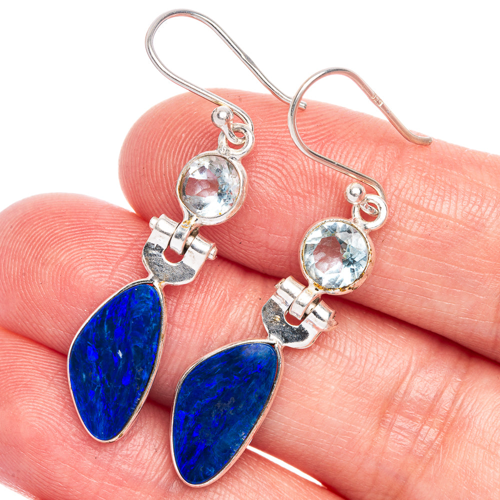Lapis Lazuli, Blue Topaz Earrings 1 3/4" (925 Sterling Silver) E433211
