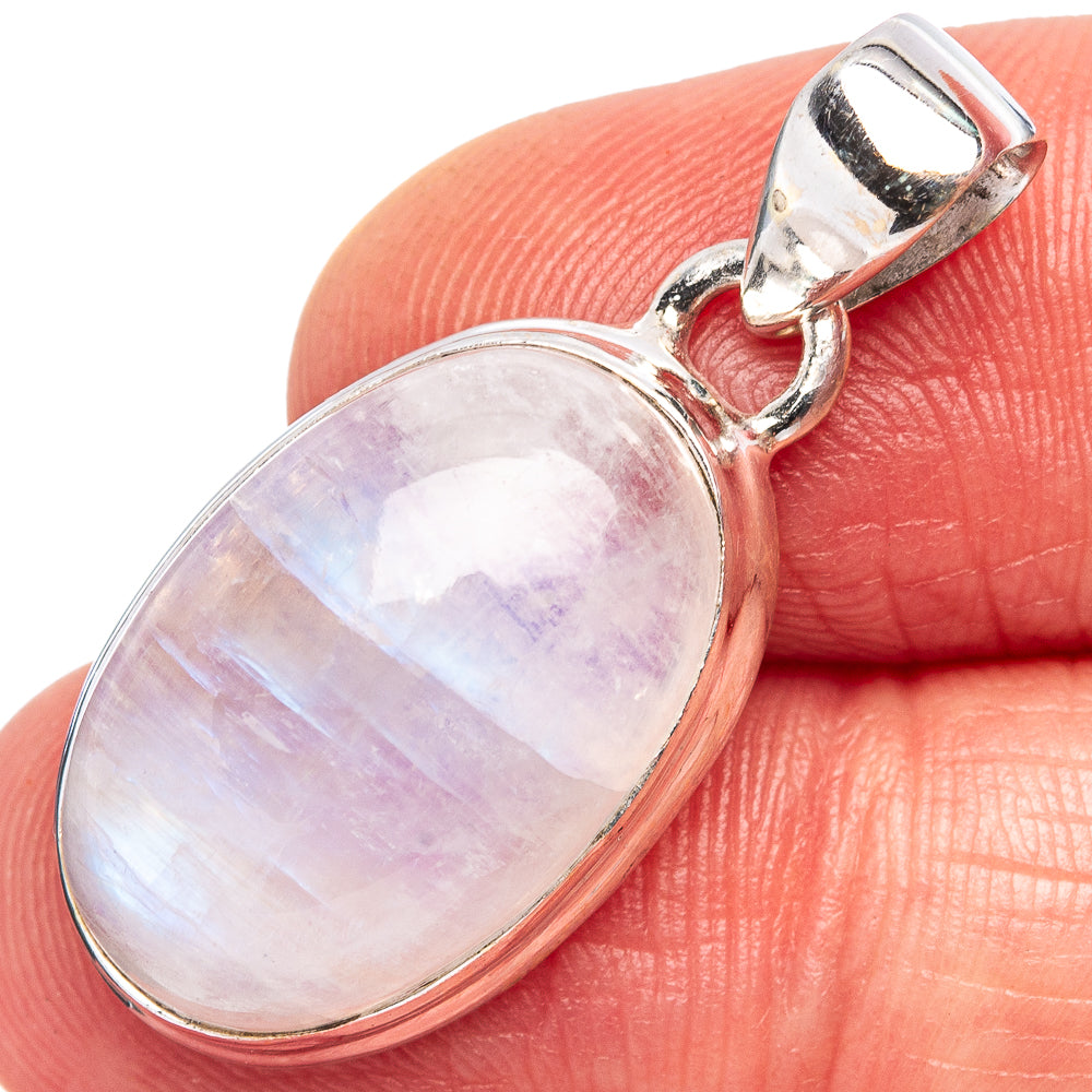 Rainbow Moonstone Pendant 1 1/4" (.925 Sterling Silver)