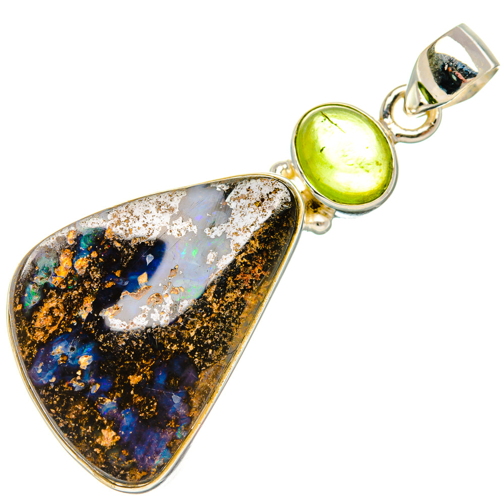 Boulder Opal, Peridot Pendant 1 3/4" (925 Sterling Silver) PD38044