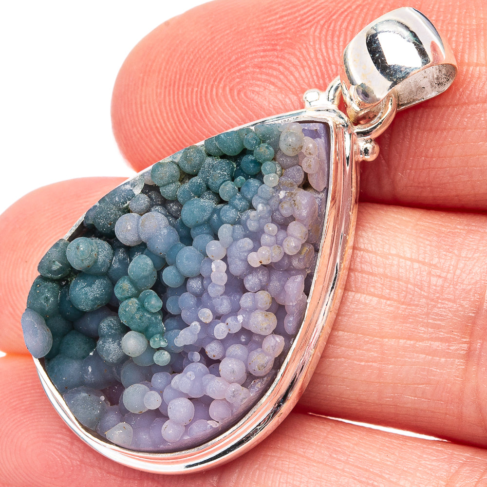 Rare Grage Agate Pendant 1 5/8" (.925 Sterling Silver)