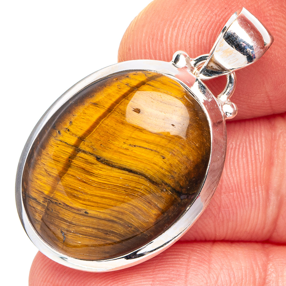 Tiger Eye Pendant 1 3/8" (.925 Sterling Silver)
