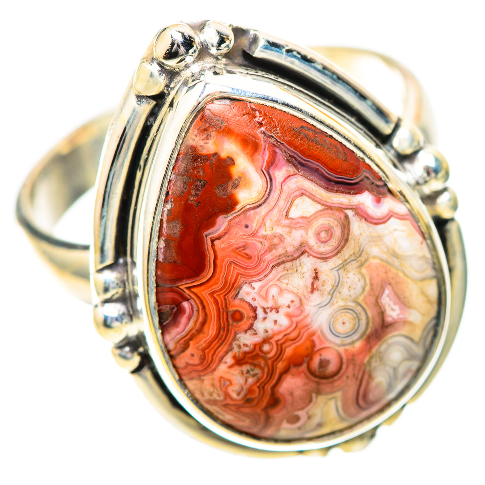 Crazy Lace Agate Ring Size 7.75 (925 Sterling Silver) RING139726