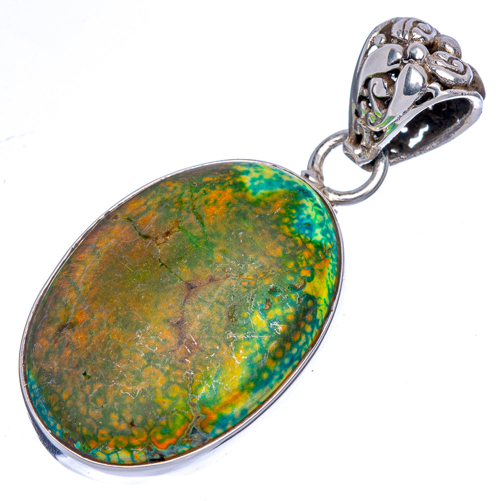 Tibetan Turquoise Pendant 1 3/4" (925 Sterling Silver) P40070